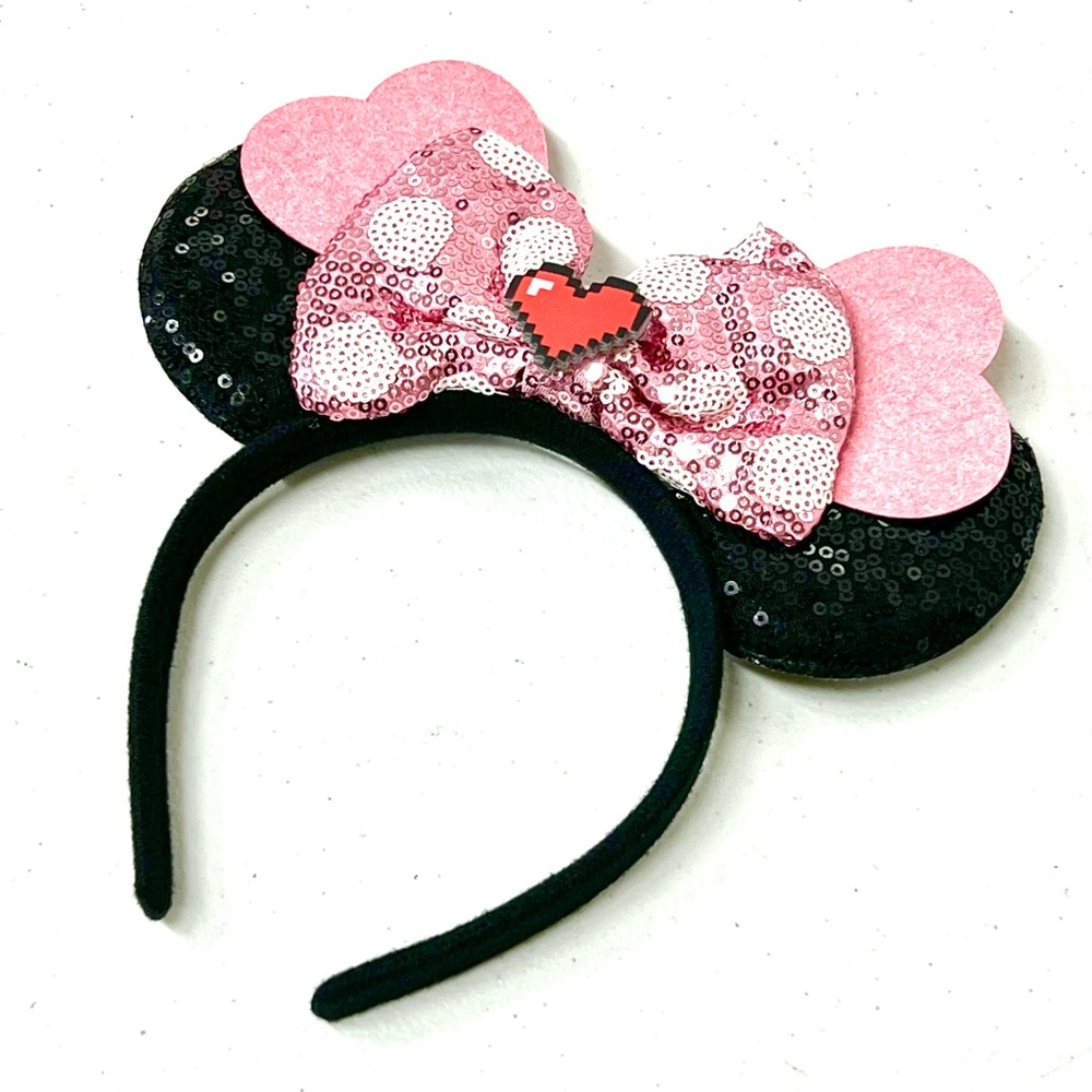 Disney mini mouse heart ears Pink Sequin Ears heart custom Headband